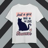 Siamese cat trendy typography cat tshirt design vector