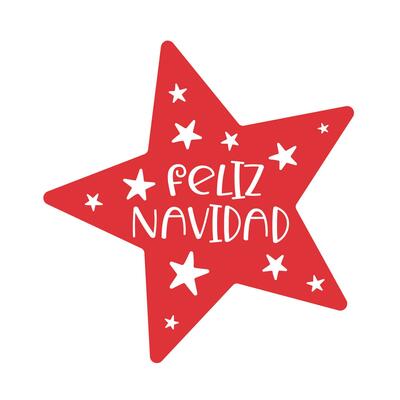 Red star with Merry Christmas lettering in Spanish - Feliz Navidad