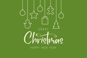 Card with Merry Christmas and Happy New Year lettering and christmas decorations vector