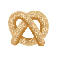 Single pretzel icon on white background 3D vector illustration.