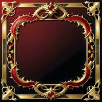 AI generated Red and Gold Dragon Border Frame Ai Illustration photo