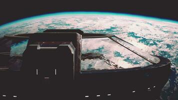 Cargo spaceship on orbit of planet Earth photo