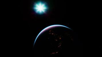 Sphere of nightly Earth planet in outer space photo