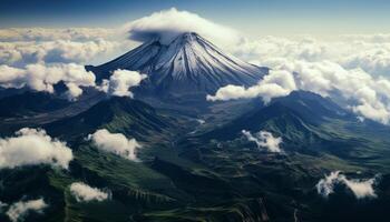 ai generado majestuoso montaña cima, nevado y tranquilo, en japonés otoño generado por ai foto