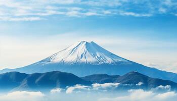 ai generado en erupción montaña cima, fumar y vapor crear un peligroso paisaje generado por ai foto