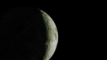 visión de el parcialmente iluminado Luna como visto desde espacio foto