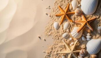 ai generado tropical línea costera, azul agua, palma arboles verano vacaciones paraíso generado por ai foto