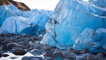 AI generated Transparent ice crystal reflects the beauty of nature cold temperature generated by AI photo