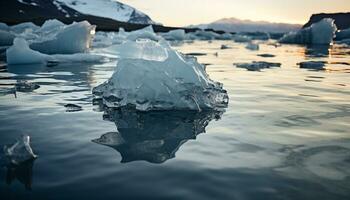 AI generated Abstract blue ice crystal reflects nature frozen freshness generated by AI photo