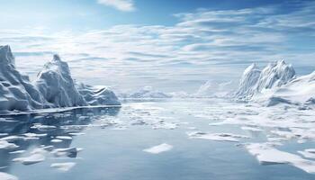 AI generated Freshness of winter reflected in transparent ice crystal patterns generated by AI photo