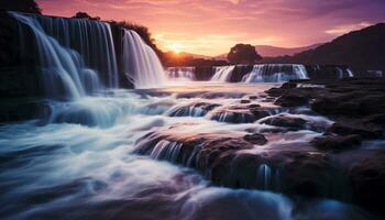 ai generado majestuoso cascada fluido mediante tropical selva, un asombroso aventuras generado por ai foto