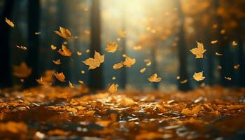 ai generado vibrante otoño colores reflejar en mojado arce árbol ramas generado por ai foto