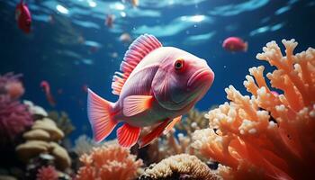 AI generated Underwater beauty fish, reef, nature, animal, water, tropical climate generated by AI photo
