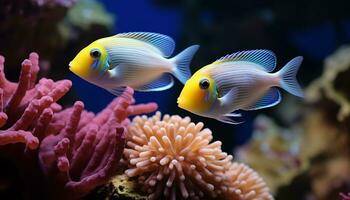 AI generated Underwater beauty fish, reef, nature, animal, water, tropical climate generated by AI photo