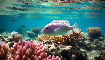 AI generated Underwater beauty fish, reef, nature, animal, water, tropical climate generated by AI photo