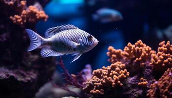 ai generado vibrante payaso pescado nadar abajo el vistoso coral arrecife generado por ai foto