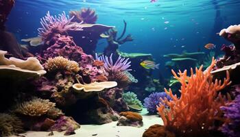 ai generado vibrante payaso pescado nadar abajo el vistoso coral arrecife generado por ai foto