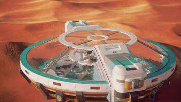 Majestic glass dome construction situated in a desolate desert photo