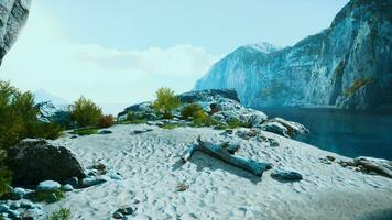 Landscape of Ocean and rocky cliff photo