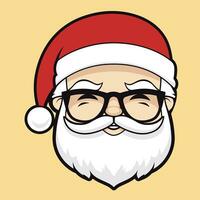 Jubilant Cartoon Santa Claus with Glasses and Red Hat vector