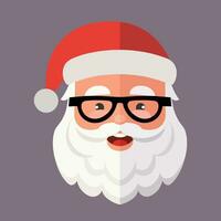 Cheerful Santa Claus with Glasses and Beard Vector Illustration