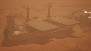 Futuristic Spaceship Landed on Mars Base photo