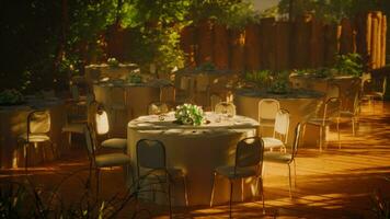 Serene outdoor dining spot on a tranquil street photo