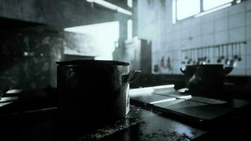 old kitchen of abandoned house photo