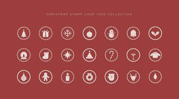 Christmas Symbol Icon Collection in Stamping Chop Style vector