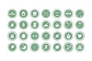 A Set of Nutrition Icon in Stamping Style with Variation Allergen and Diet Information vector