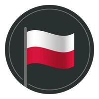 Abstract Poland Flag Flat Icon in Circle Isolated on White Background vector