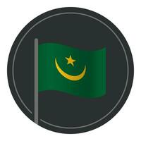 Abstract Mauritania Flag Flat Icon in Circle Isolated on White Background vector