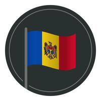 Abstract Moldova Flag Flat Icon in Circle Isolated on White Background vector