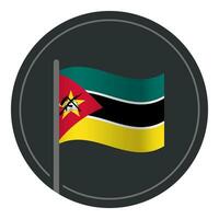Abstract Mozambique Flag Flat Icon in Circle Isolated on White Background vector