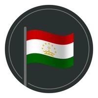 Abstract Tajikistan Flag Flat Icon in Circle Isolated on White Background vector