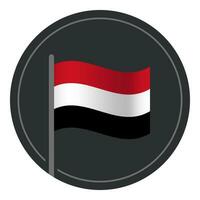 Abstract Yemen Flag Flat Icon in Circle Isolated on White Background vector