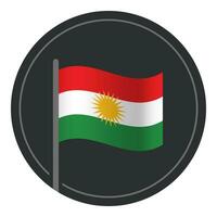 Abstract Iraqi Kurdistan Flag Flat Icon in Circle Isolated on White Background vector