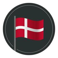 Abstract Denmark Flag Flat Icon in Circle Isolated on White Background vector