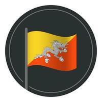 Abstract Bhutan Flag Flat Icon in Circle Isolated on White Background vector