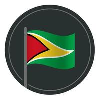 Abstract Guyana Flag Flat Icon in Circle Isolated on White Background vector