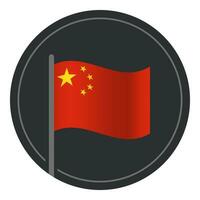 Abstract China Flag Flat Icon in Circle Isolated on White Background vector