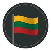 Abstract Lithuania Flag Flat Icon in Circle Isolated on White Background vector