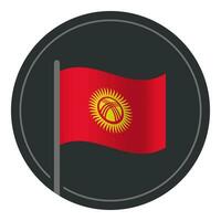 Abstract Kyrgyzstan Flag Flat Icon in Circle Isolated on White Background vector