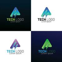 Modern technology letter logo design. Initial A for symbol tech, internet, system, and computer. inspiration concept vector