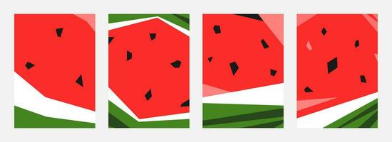 set of abstract background with shape and color of watermelon. vertical. flat vector illustration.