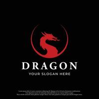 Logo design of fire dragon head and wings isolated background. vector