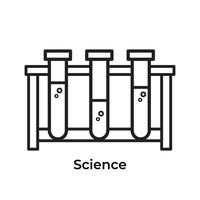 Three test tube with science theme vector icon illustration black outlined isolated on square white background. Simple flat monochrome cartoon art styled drawing.