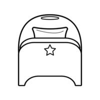 round single bed. linear icon. vector illustration