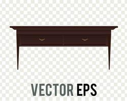 Brown business working table 60s 70s retro style home interior design vector