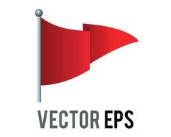 Isolated waving triangular gradient red flag icon with silver pole vector